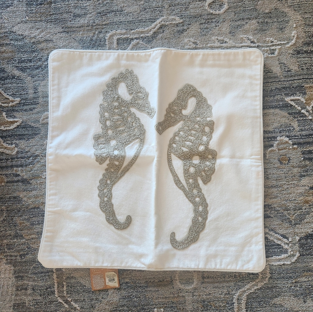 Pottery Barn Seahorse Pillow 18x18